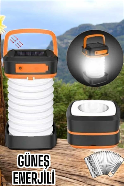Güneş Enerjili Led Lamba Kamp Lambası Katlanabilir Lamba USB Şarjlı