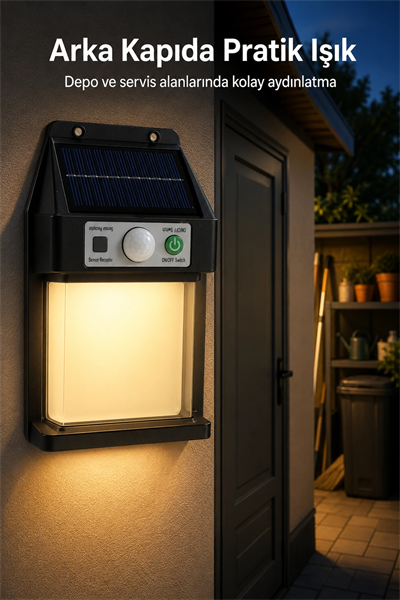 Güneş Enerjili Sensörlü Solar Aplik Dış Mekan Kapı Bahçe Teras Duvar Aydınlatma