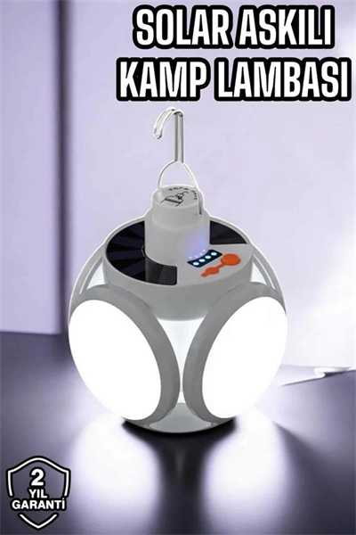 Güneş Enerjili Solar Aydınlatma Kamp Çadır Lambası  Ampül Led Şarjlı El Feneri Işıldak