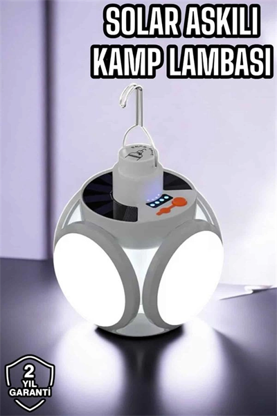 Güneş Enerjili Solar Aydınlatma Kamp Çadır Lambası Şarjlı Ampül Led Şarjlı El Feneri Işıldak