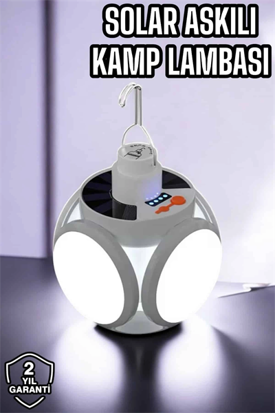 Güneş Enerjili Solar Aydınlatma Kamp Çadır Lambası Şarjlı Ampül Led Şarjlı El Feneri Işıldak