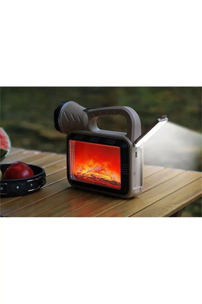 Güneş Enerjili ŞÖMİNELİ Çok Fonksiyonlu Çift Işık Kaynağı USB Şarjlı SOLAR EL FENERİ