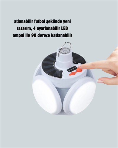 Güneş Enerjili USB Şarj Edilebilir 5 Modlu Katlanabilir LED Kamp Işığı