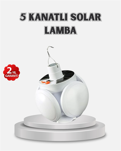 Güneş Enerjili ve USB Şarjlı LED Kamp Lambası – 5 Farklı Işık Modlu, Askılı Tasarım