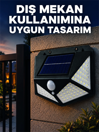 Güneş Enerjisi ile Şarj Olan Hareket Sensörlü 3 Modlu LED Dış Mekan Duvar Aydınlatması
