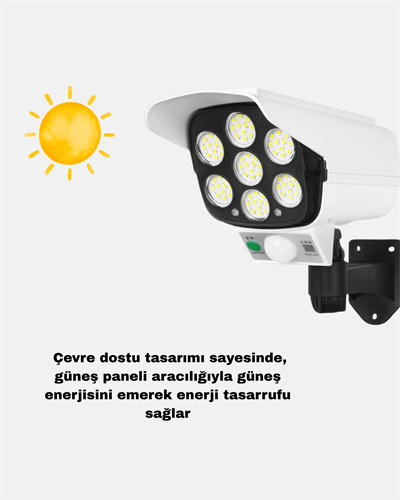 Güneş Paneliyle Şarj Olan Hareket Sensörlü Dış Mekan Güvenlik Lambası Ayarlanabilir
