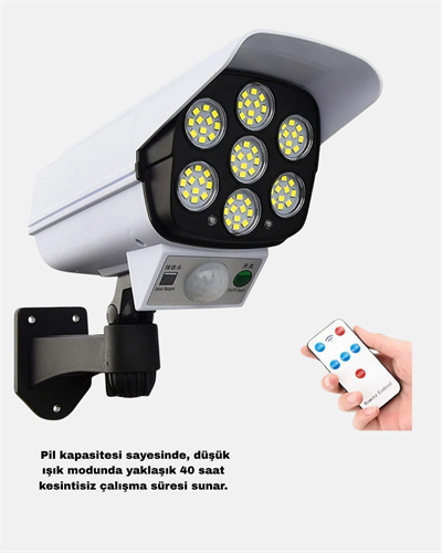 Güneş Paneliyle Şarj Olan Hareket Sensörlü Dış Mekan Güvenlik Lambası Ayarlanabilir