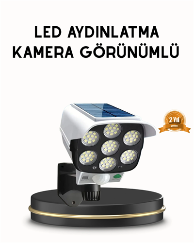 Güneş Paneliyle Şarj Olan Hareket Sensörlü Dış Mekan Güvenlik Lambası Ayarlanabilir