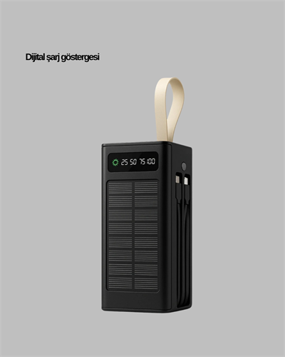 Güneş Panelli Powerbank LED Işıklı Taşınabilir Şarj Cihazı