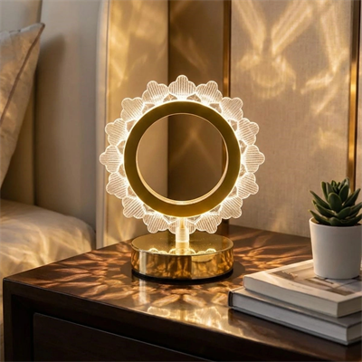 Güneş Şeklinde Kristal Led Masa Lambası – Dokunmatik, 3 Renk Işık Modlu, Şarjlı Mini Dekoratif Gece Lambası Bx40
