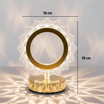 Güneş Şeklinde Kristal Led Masa Lambası – Dokunmatik, 3 Renk Işık Modlu, Şarjlı Mini Dekoratif Gece Lambası Bx40