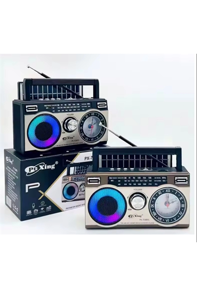 Güneş panelli nostaljik radyo FM USB MP3 çalar Bluetooth hoparlör kahverengi 2 yıl garantili