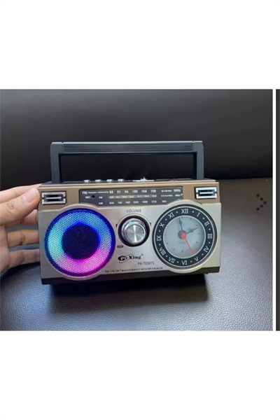Güneş panelli nostaljik radyo FM USB MP3 çalar Bluetooth hoparlör kahverengi 2 yıl garantili
