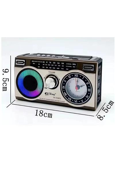 Güneş panelli nostaljik radyo FM USB MP3 çalar Bluetooth hoparlör kahverengi 2 yıl garantili
