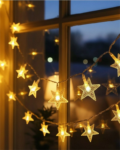 Günışığı Beyaz Yıldız Işık Zinciri 5 Metre Enerji Tasarruflu Dekor