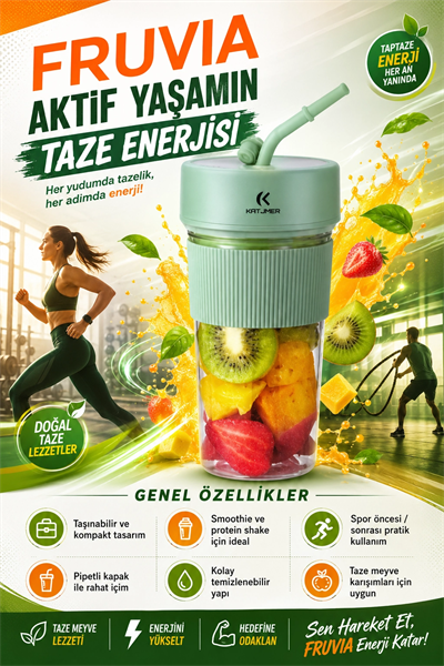 Günlük Kullanıma Uygun Şarjlı Meyve Sıkacağı Mini Blender Bardaklı Karıştırıcı
