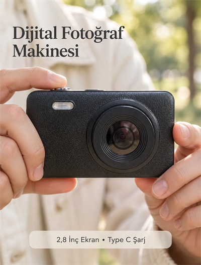 Günlük ve Seyahat Kullanımına Uygun Ekranlı Siyah Fotoğraf Makinesi