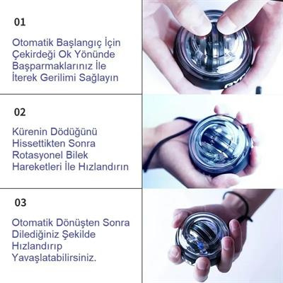Gyro Ball El Bilek Egzersiztopu Otomatik Jiroskop Kol Kuvvet Spor Ekipmanı (3936)
