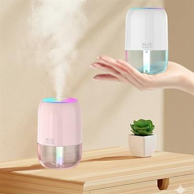 H2O Model Şeffaf Hazneli Hava Nemlendirici-Ultrasonik Soğuk Buhar Makinesi, LED Işıklı Masaüstü Oda Nemlendirici (3936)