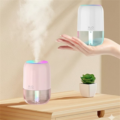 H2O Model Şeffaf Hazneli Hava Nemlendirici-Ultrasonik Soğuk Buhar Makinesi, LED Işıklı Masaüstü Oda Nemlendirici [Buffer]