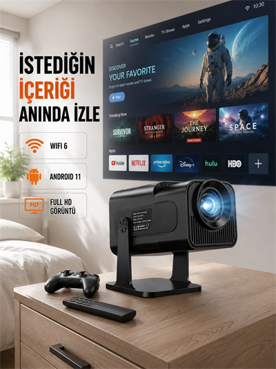 HCS350pro 1080P Full HD Taşınabilir Android Projektör Yeni Nesil