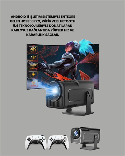 HCS350pro 1080P Full HD Taşınabilir Android Projektör Yeni Nesil