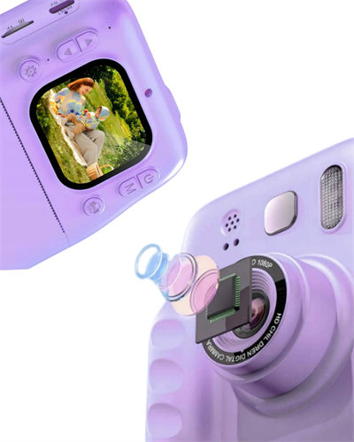 HD Ekranlı Çocuk Fotoğraf Makinesi Video Kayıt ve Baskı Kağıdı Kalem Hediyeli