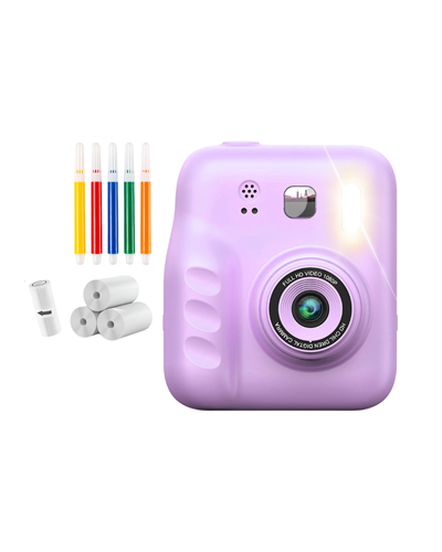 HD Ekranlı Çocuk Fotoğraf Makinesi Video Kayıt ve Baskı Kağıdı Kalem Hediyeli