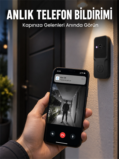 HD Kameralı Akıllı Kapı Zili | Çift Yönlü Sesli Wi-Fi Görüntülü Kapı Zili