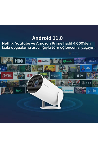 HD LCD projeksiyon cihazı 1024x768 çözünürlük 10000:1 kontrast HDR USB HDMI beyaz