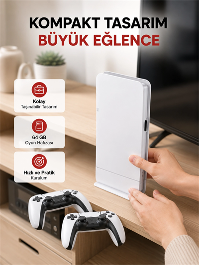 HDMI Çıkışlı Kablosuz 2 Kollu 4K Retro Oyun Kutusu