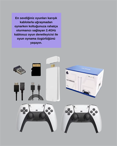 HDMI Çıkışlı Kablosuz 2 Kollu 4K Retro Oyun Kutusu