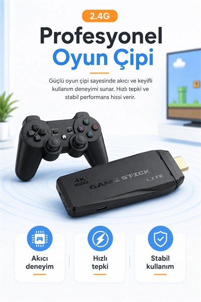 HDMI Girişli Kablosuz Retro Oyun Konsolu 2.4G Bağlantılı Çift Kollu Eğlence Seti
