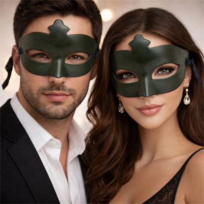Haki Yeşil Gizemli Masquerade Maskesi Bx40