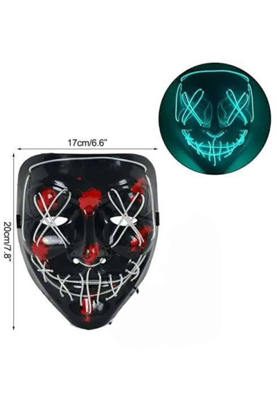 Hallowen Parti Maskesi Neon Led Işıklı Maske 3 Modlu Cadılar Bayramı Maskesi