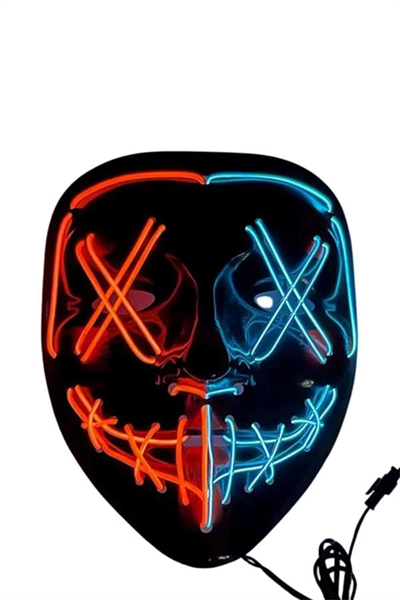 Hallowen Parti Maskesi Neon Led Işıklı Maske 3 Modlu Cadılar Bayramı Maskesi