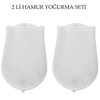 Hamur Torbası 2 Li Set Orta Ve Büyük Hamur Silikon Şeffaf Yoğurma Torbası Ekmek Makarna Mantı Yoğur Bx40