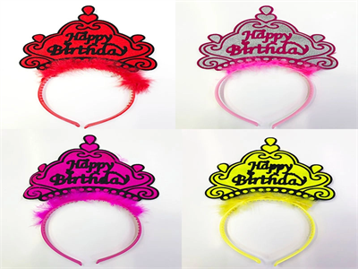 Happy Birthday Yazılı Neon Renk Taç 12 Adet Bx40