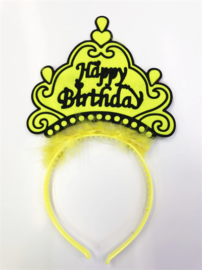 Happy Birthday Yazılı Neon Renk Taç 12 Adet Bx40