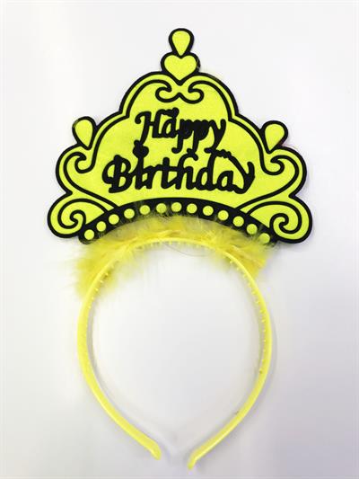 Happy Birthday Yazılı Neon Renk Taç 12 Adet (3936)