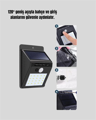Hareket Algılamalı Solar LED Güvenlik Lambası Yeni Nesil