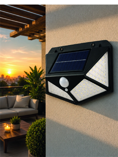 Hareket Sensörlü Güneş Enerjili Duvar Lambası Dış Mekan İçin Güçlü LED Aydınlatma