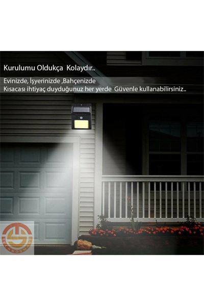 Solar 48 LED Bahçe Lambası - Geniş Açılı Panel - Duvara Monte