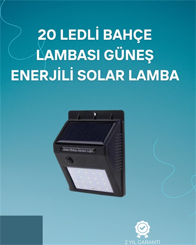 Hareket Sensörlü Solar Lamba | 120° Algılama Açısı, 3-4 Metre Mesafe, Suya Dayanıklı LED