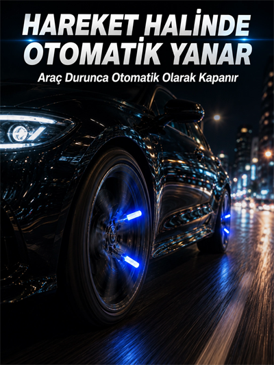 Hareketle Yanan LED Sibop Işığı 4lü Araç Lastik Lambası