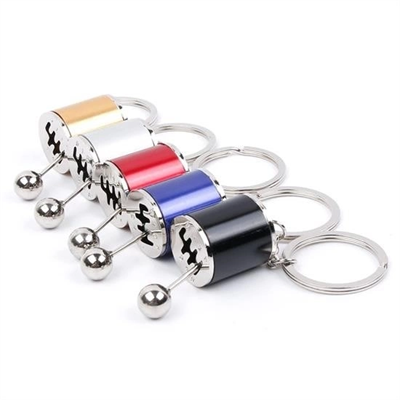 Hareketli Araba Vites Anahtarlık Altı Hız Manuel Vites Dişli Shifter Topuzu Metal Anahtarlık Bx40