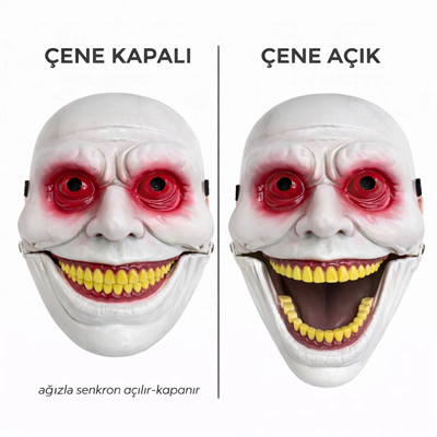 Hareketli Çene Mekanizmalı Korku Maskesi Kırmızı