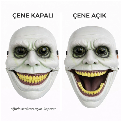 Hareketli Çene Mekanizmalı Korku Maskesi Yeşil