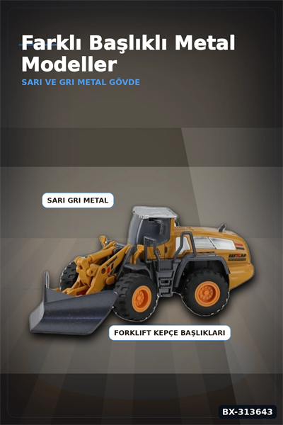 Hareketli Kepçe Kolu 14 cm Metal Iş Makinesi - 3+ Yaş Inşaat Araç Seti BX-313643