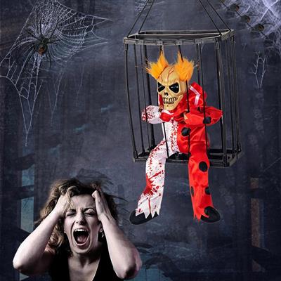 Hareketli Sesli Sensörlü Mahkum Joker İskelet Dekorasyon 22x27 cm (3936)